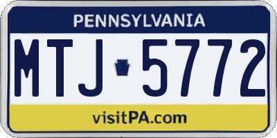 PA license plate MTJ5772