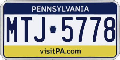 PA license plate MTJ5778