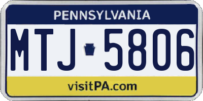 PA license plate MTJ5806