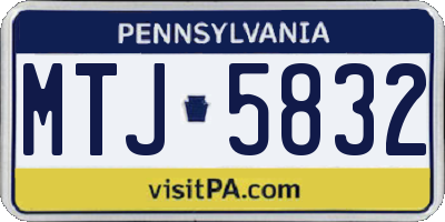 PA license plate MTJ5832