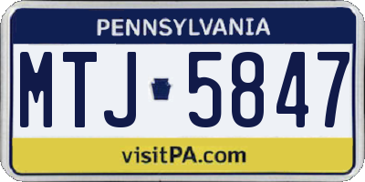 PA license plate MTJ5847