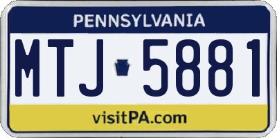 PA license plate MTJ5881