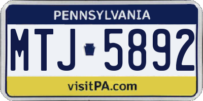 PA license plate MTJ5892