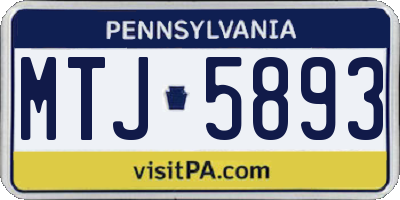 PA license plate MTJ5893