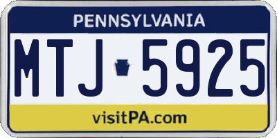 PA license plate MTJ5925