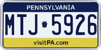PA license plate MTJ5926