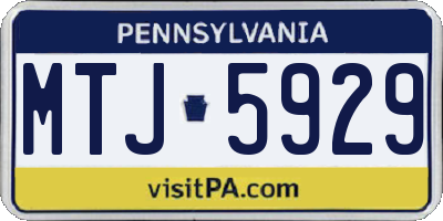 PA license plate MTJ5929