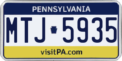 PA license plate MTJ5935