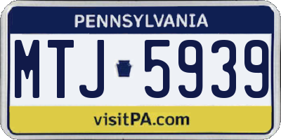 PA license plate MTJ5939