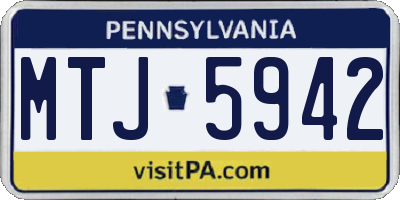 PA license plate MTJ5942
