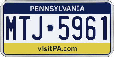 PA license plate MTJ5961