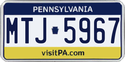PA license plate MTJ5967
