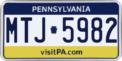 PA license plate MTJ5982