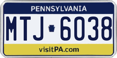 PA license plate MTJ6038