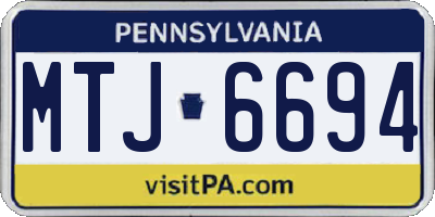 PA license plate MTJ6694