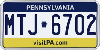 PA license plate MTJ6702