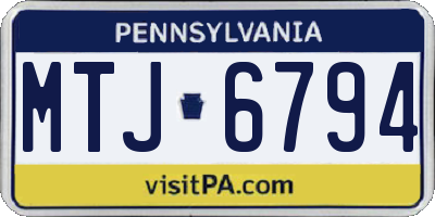 PA license plate MTJ6794