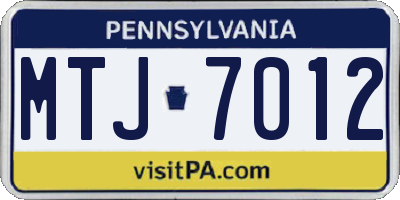 PA license plate MTJ7012