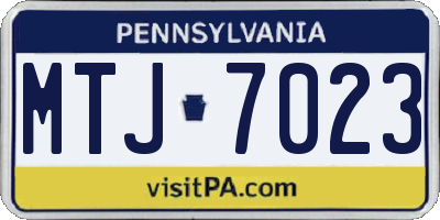 PA license plate MTJ7023