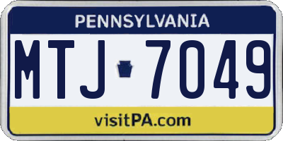 PA license plate MTJ7049