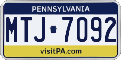 PA license plate MTJ7092