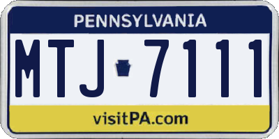 PA license plate MTJ7111