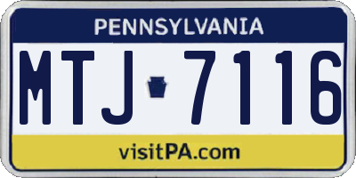PA license plate MTJ7116