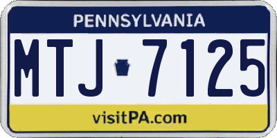 PA license plate MTJ7125