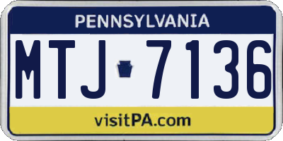 PA license plate MTJ7136