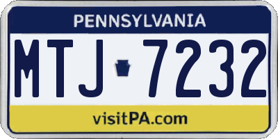 PA license plate MTJ7232