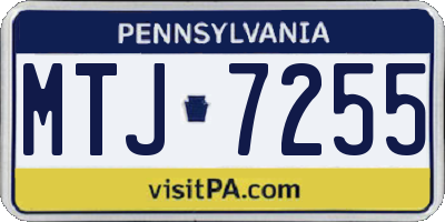 PA license plate MTJ7255
