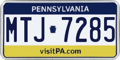 PA license plate MTJ7285