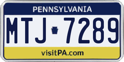 PA license plate MTJ7289