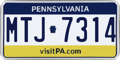 PA license plate MTJ7314