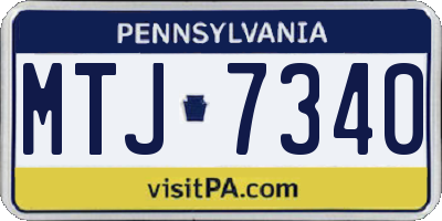 PA license plate MTJ7340