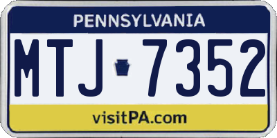 PA license plate MTJ7352