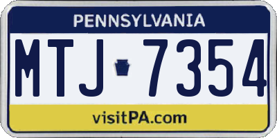 PA license plate MTJ7354