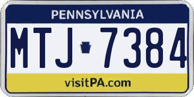 PA license plate MTJ7384