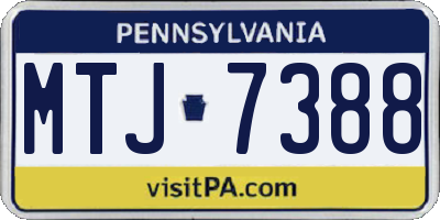 PA license plate MTJ7388