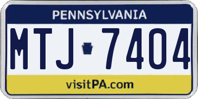 PA license plate MTJ7404