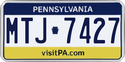 PA license plate MTJ7427