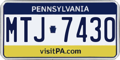 PA license plate MTJ7430