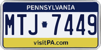 PA license plate MTJ7449