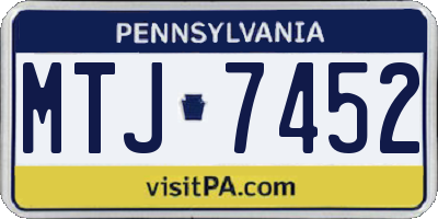 PA license plate MTJ7452