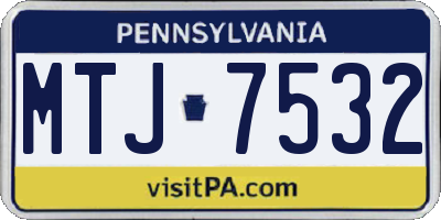 PA license plate MTJ7532