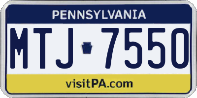 PA license plate MTJ7550