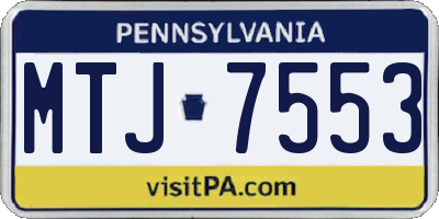 PA license plate MTJ7553