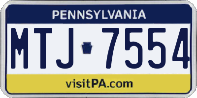 PA license plate MTJ7554