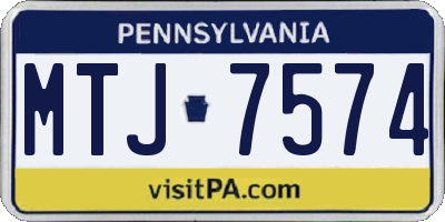 PA license plate MTJ7574