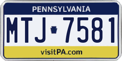 PA license plate MTJ7581